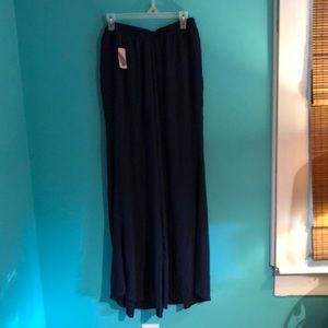 Long flared navy pants